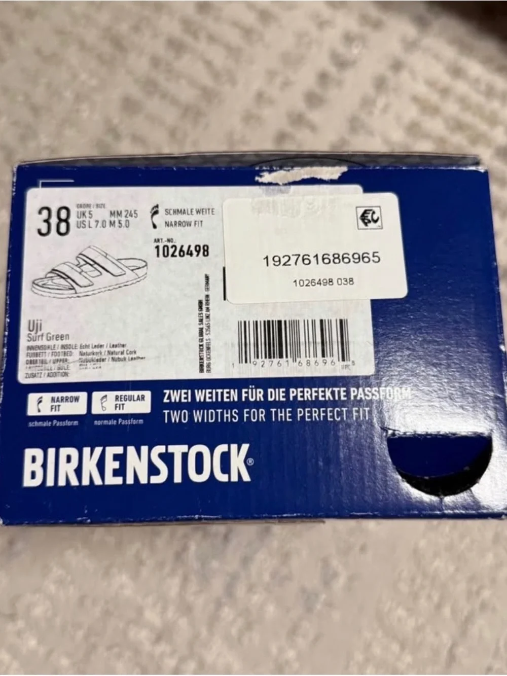 Birkenstock Uji Nubuck Leather sandals surf green size 7